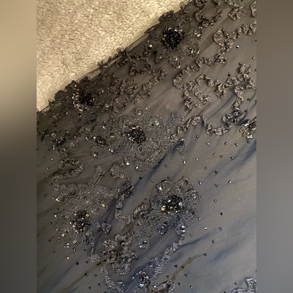 Vintage 90’s Y2K Silk Dress Beaded Dress Fairy Prom Black Silk Slip Whimsy goth - Picture 10 of 17